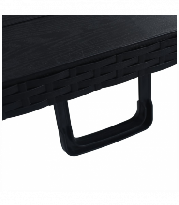 Folding Garden Table Black 180x75x72 cm HDPE Imitation Rattan