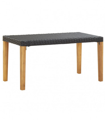 Garden Bench 120 cm Black Poly Rattan and Solid Acacia Wood