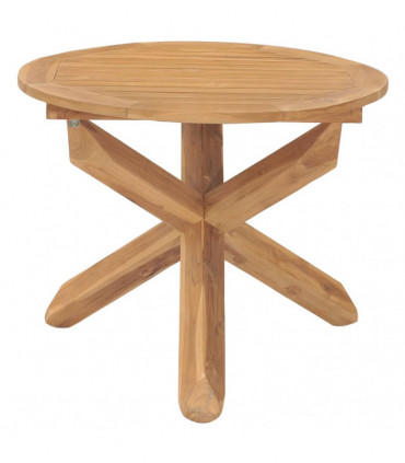 Garden Dining Table Ø90x75 cm Solid Teak Wood