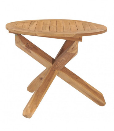 Garden Dining Table Ø90x75 cm Solid Teak Wood