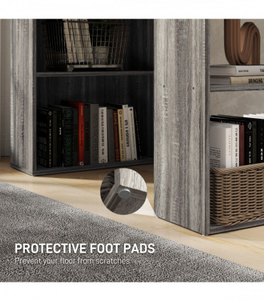 HOMCOM 120cm Computer Desk Bookshelf Writing Table Workstation 6 Shelves Grey