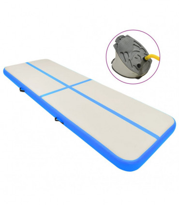 Inflatable Gymnastics Mat with Pump 400x100x20 cm PVC Blue