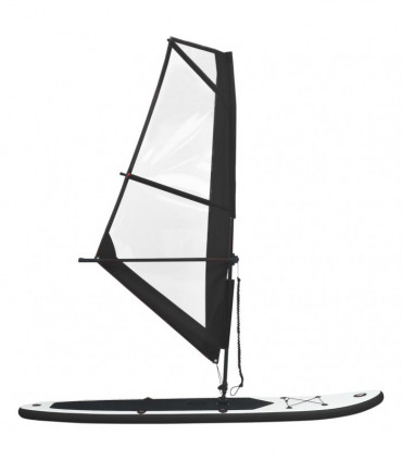 Inflatable Stand Up Paddleboard with Sail Set Black and White