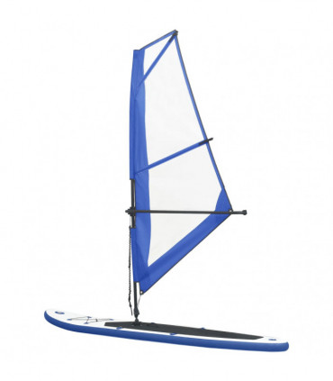 Inflatable Stand Up Paddleboard with Sail Set Blue and White