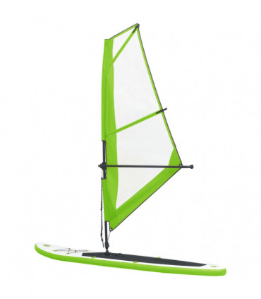 Inflatable Stand Up Paddleboard with Sail Set Green and White