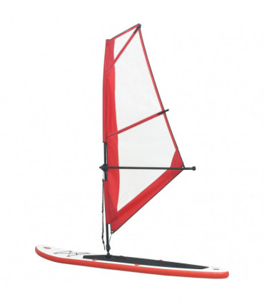 Inflatable Stand Up Paddleboard with Sail Set Red and White