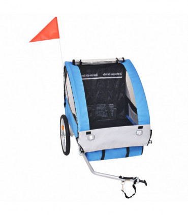 Kids' Bicycle Trailer Grey and Blue 30 kg