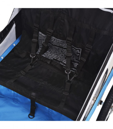 Kids' Bicycle Trailer Grey and Blue 30 kg