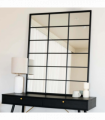 Kyō - Black Metal Rectangle Lattice Window Mirror - 120cm x 95cm