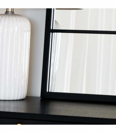 Kyō - Black Metal Rectangle Lattice Window Mirror - 120cm x 95cm