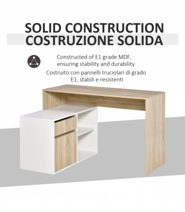 L-Shaped Corner Computer Desk  Oak and White