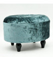 LUXURY BLUE VELVET OVAL FOOTSTOOL