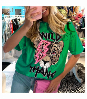 Ladies Oversized Tiger Lightning Wild Thang Short Sleeves T Shirt Top