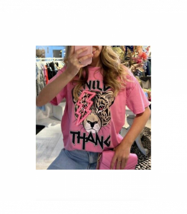 Ladies Oversized Tiger Lightning Wild Thang Short Sleeves T Shirt Top