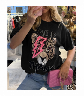 Ladies Oversized Tiger Lightning Wild Thang Short Sleeves T Shirt Top