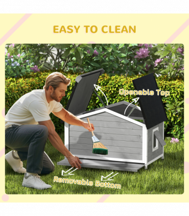 Large Wooden Dog Kennel for Outside 109L x 79W x 72H cm, Grey