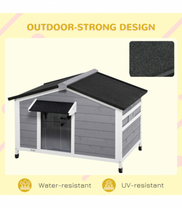 Large Wooden Dog Kennel for Outside 109L x 79W x 72H cm, Grey