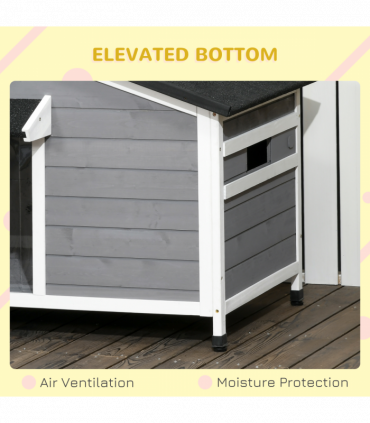 Large Wooden Dog Kennel for Outside 109L x 79W x 72H cm, Grey