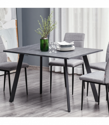 Modern Rectangular Dining Table with Metal Legs Indoor, Dark Grey