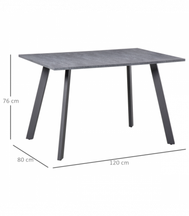 Modern Rectangular Dining Table with Metal Legs Indoor, Dark Grey