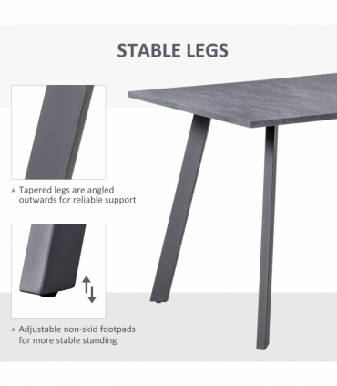 Modern Rectangular Dining Table with Metal Legs Indoor, Dark Grey