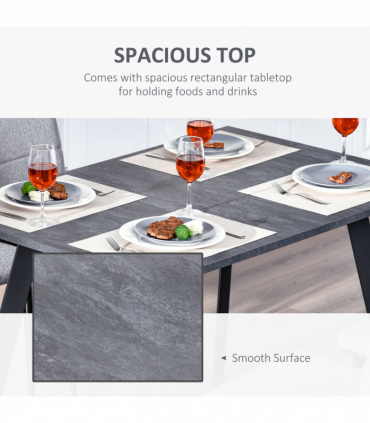 Modern Rectangular Dining Table with Metal Legs Indoor, Dark Grey