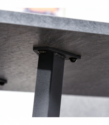 Modern Rectangular Dining Table with Metal Legs Indoor, Dark Grey