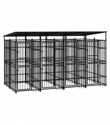 Outdoor Dog Kennel with Roof Steel 7.37 m�