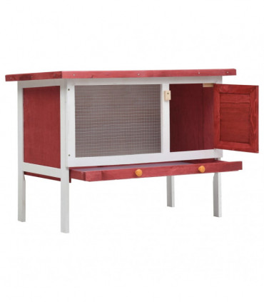 Outdoor Rabbit Hutch 1 Layer Red Wood