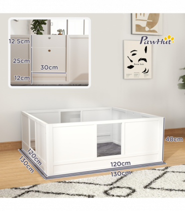 PawHut Dog Whelping Box with Whelping Pad, Adjustable Entrance, 124 x 120cm