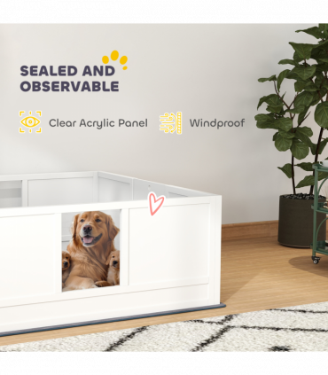 PawHut Dog Whelping Box with Whelping Pad, Adjustable Entrance, 124 x 120cm