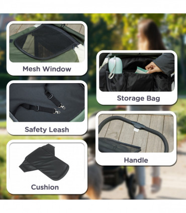 PawHut Easy Folding Pet Stroller for Large Dogs, Dark Green