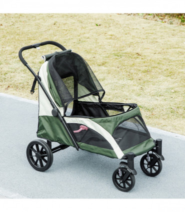 PawHut Easy Folding Pet Stroller for Large Dogs, Dark Green