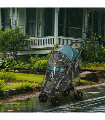 PawHut Pet Stroller for XS and S Dogs with Rain Cover - Dark Green