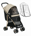 PawHut Pet Stroller for XS and S Dogs with Rain Cover - Khaki