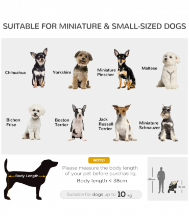 PawHut Pet Stroller for XS and S Dogs with Rain Cover - Khaki