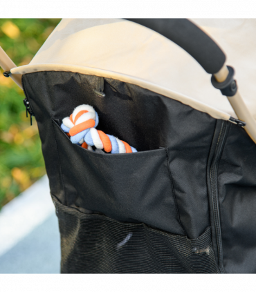 PawHut Pet Stroller for XS and S Dogs with Rain Cover - Khaki