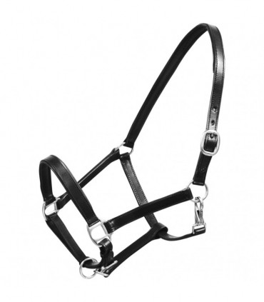 Real Leather Headcollar Stable Halter Adjustable Black Full