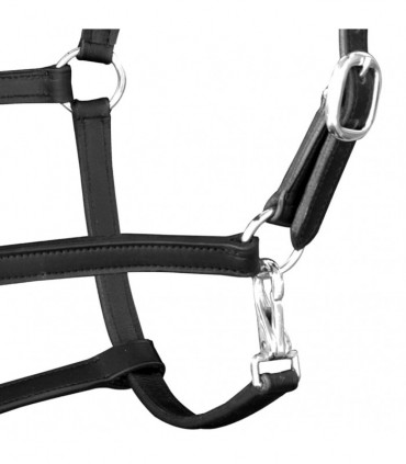 Real Leather Headcollar Stable Halter Adjustable Black Full