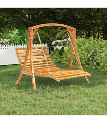Swing Bed Solid Bent Wood with Teak Finish 143x120x65 cm