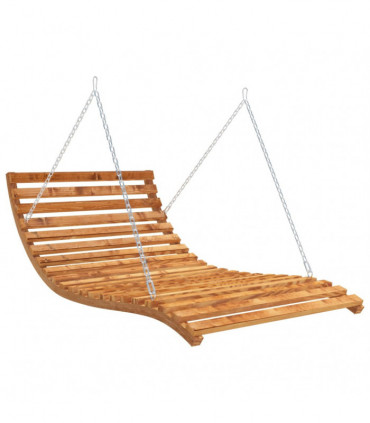 Swing Bed Solid Bent Wood with Teak Finish 143x120x65 cm