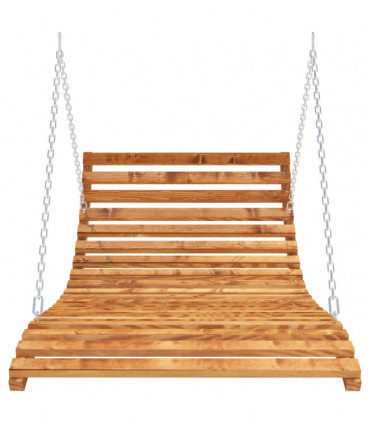 Swing Bed Solid Bent Wood with Teak Finish 143x120x65 cm