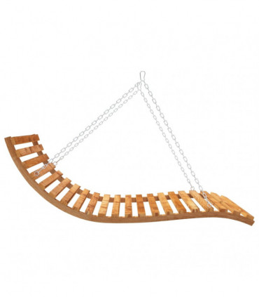 Swing Bed Solid Bent Wood with Teak Finish 143x120x65 cm