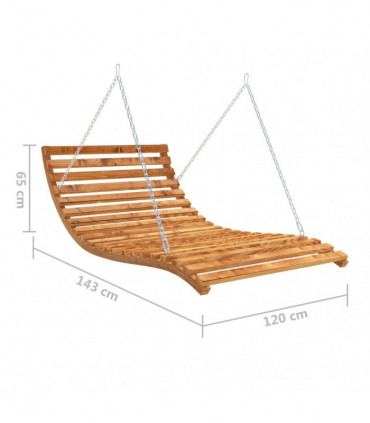 Swing Bed Solid Bent Wood with Teak Finish 143x120x65 cm
