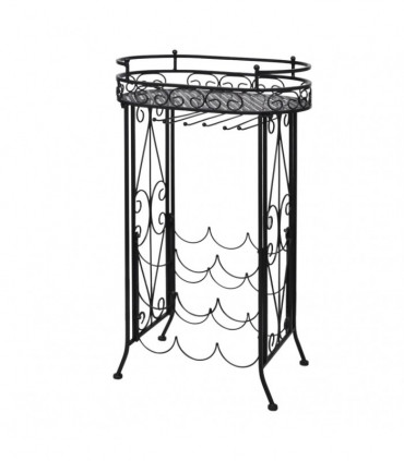 Wine Rack with Glass Holder for 9 Bottles Metal