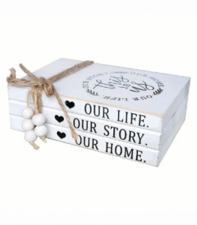 Wood Decorative Books Stack White Wooden Books for Modern Home Decor