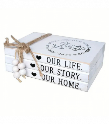 Wood Decorative Books Stack White Wooden Books for Modern Home Decor
