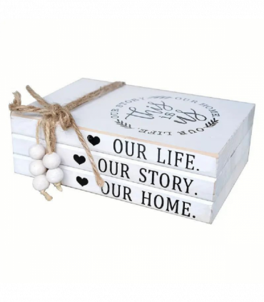 Wood Decorative Books Stack White Wooden Books for Modern Home Decor