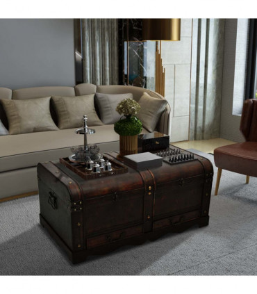 Wooden Treasure Chest Large Brown