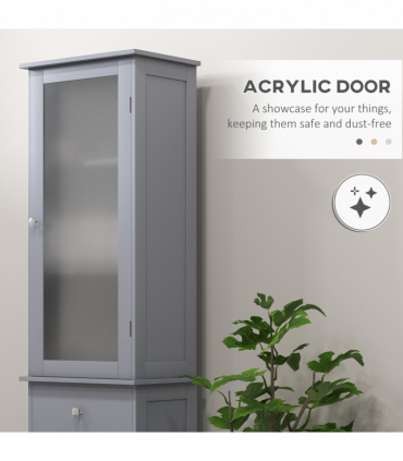 kleankin Storage Cabinet Organizer Tower with Shelves & Drawer, Grey